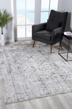 4' x 6' Gray and Ivory Abstract Distressed Viscose Area Rug
