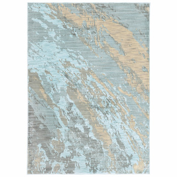 4' x 6' Blue and Gray Abstract Impasto Area Rug