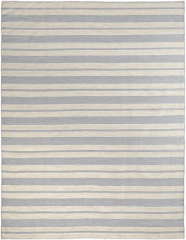 4' x 6' Blue Ivory and Tan Striped Dhurrie Hand Woven Stain Resistant Area Rug