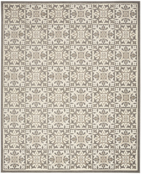 4' x 6' Ivory and Grey Fleur De Lis Stain Resistant Non Skid Area Rug