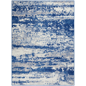 4' x 6' Blue and Ivory Ombre Dhurrie Area Rug