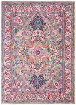 4' x 6' Pink & Gray Power Loom Area Rug