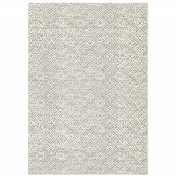 4' x 6' Grey Geometric Power Loom Stain Resistant Area Rug