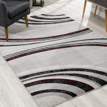 4' x 6' Gray Abstract Power Loom Polypropylene Area Rug