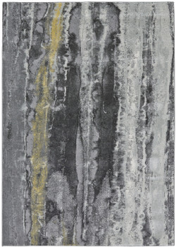4' x 6' Gray and Black Abstract Stain Resistant Area Rug
