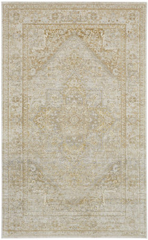 4' x 6' Ivory and Gold Floral Area Rug