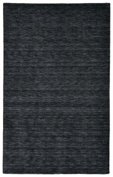 4' x 6' Black Wool Hand Woven Stain Resistant Area Rug