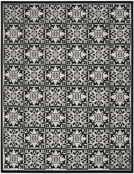 4' x 6' Black and White Fleur De Lis Stain Resistant Non Skid Area Rug