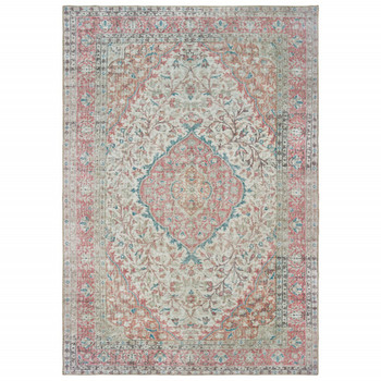 4' x 6' Ivory and Pink Oriental Area Rug