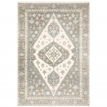 4' x 6' Grey Pink and Brown Oriental Power Loom Stain Resistant Area Rug