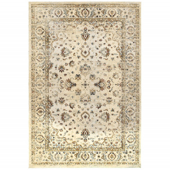 4' x 6' Ivory and Gold Distressed Indoor Area Rug