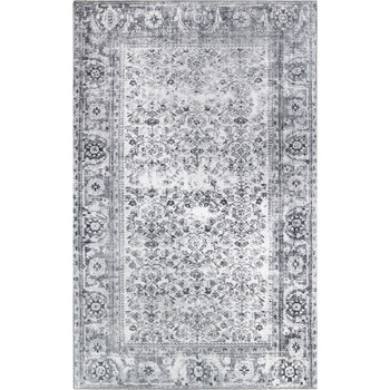 4' x 6' Charcoal Oriental Power Loom Stain Resistant Area Rug