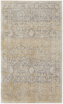 4' x 6' Gray and Ivory Abstract Power Loom Distressed Area Rug