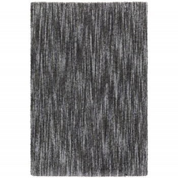 4' x 6' Charcoal Shag Power Loom Stain Resistant Area Rug