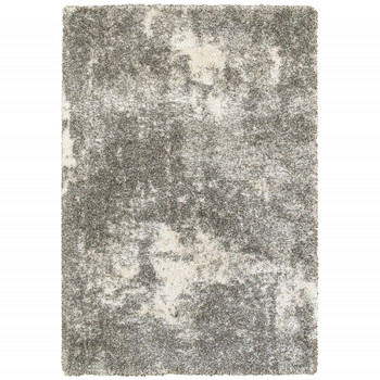 4' x 6' Gray and Ivory Distressed Abstract Area Rug