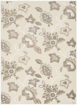 4' x 6' Beige Floral Stain Resistant Non Skid Polypropylene Area Rug