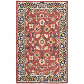4' x 6' Red and Blue Bohemian Area Rug