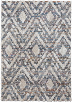 4' x 6' Ivory Gray and Taupe Geometric Power Loom Stain Resistant Area Rug