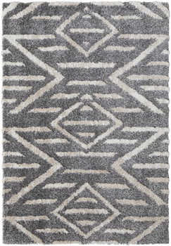 4' x 6' Gray and Ivory Geometric Power Loom Stain Resistant Area Rug