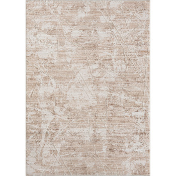 4' x 6' Beige Abstract Polyester Rectangle Area Rug