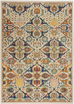 4' x 6' Ivory Floral Power Loom Area Rug