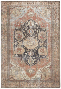 4' x 6' Orange Brown and Taupe Abstract Area Rug