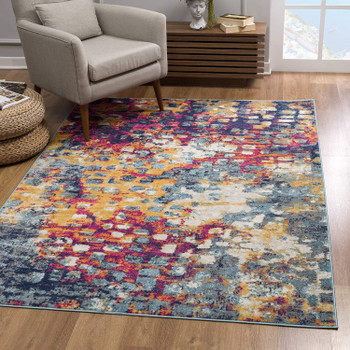 4' x 6' Teal Blue Abstract Dhurrie Area Rug