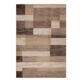 4' x 6' Beige Patchwork Power Loom Stain Resistant Area Rug