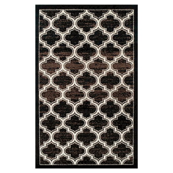 4' x 6' Black Geometric Stain Resistant Area Rug