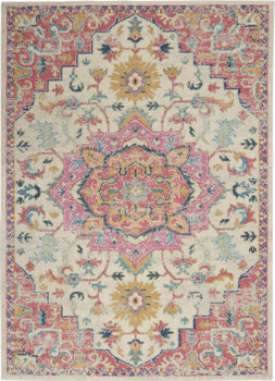 5' x 7' Pink and Ivory Southwestern Dhurrie Area Rug