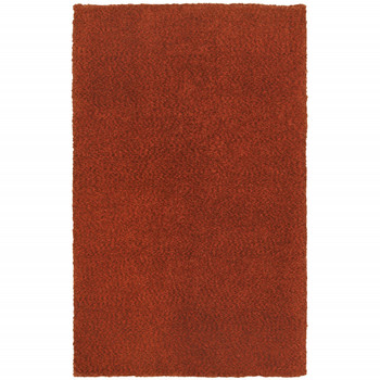 5' x 7' Rust Red Shag Tufted Handmade Stain Resistant Area Rug