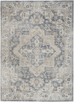 5' x 7' Gray Oriental Power Loom Washable Rectangle Area Rug