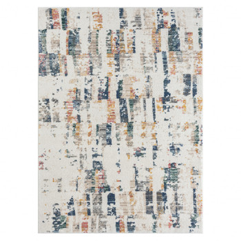 5' x 7' Blue Abstract Polypropylene Area Rug