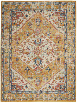 5' x 7' Yellow and Ivory Dhurrie Area Rug