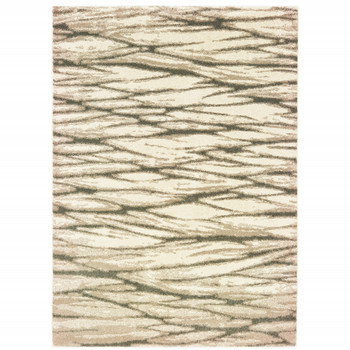 5' x 7' Ivory Sand and Ash Abstract Power Loom Stain Resistant Area Rug