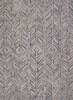 5' x 7' Blue Hand Tufted Wool Herringbone Indoor Rectangle Area Rug