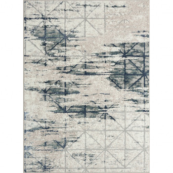 5' x 7' Blue Abstract Stain Resistant Area Rug