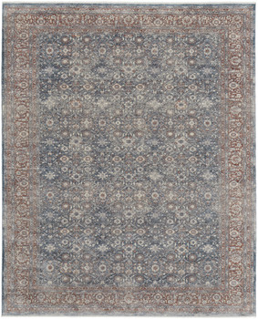 5' x 7' Blue and Red Floral Power Loom Stain Resistant Area Rug