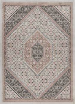 5' x 7' Gray and Blush Traditional Area Rug