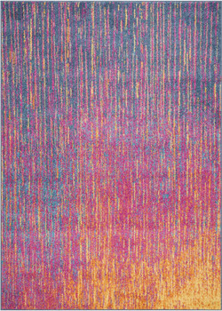 5' x 7' Blue & Pink Abstract Power Loom Area Rug