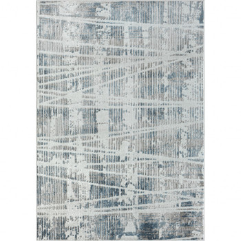 5' x 7' Blue Abstract Polypropylene Rectangle Area Rug