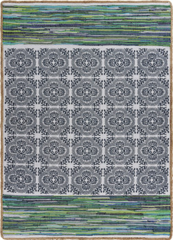 5' x 7' Blue and Green Chindi Area Rug