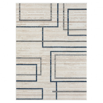 5' x 7' Ivory Blue & Gray Geometric Area Rug