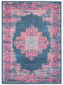 5' x 7' Blue Power Loom Polypropylene Area Rug