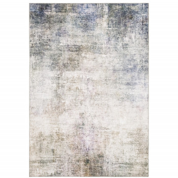 5' x 7' Beige Blue Grey Green Brown and Purple Abstract Power Loom Area Rug