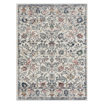 5' x 7' Ivory Floral Area Rug