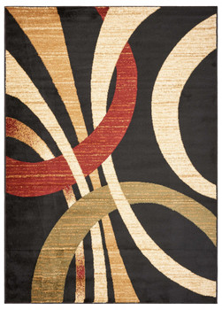 5' x 7' Black Abstract Geometric Area Rug