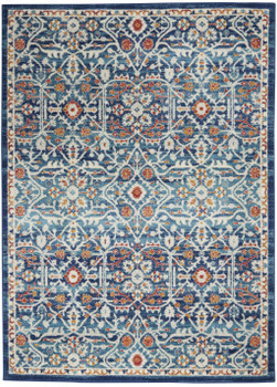 5' x 7' Blue & Ivory Floral Power Loom Area Rug