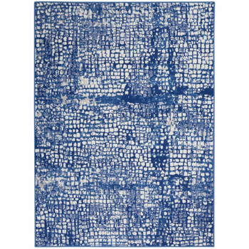 5' x 7' Blue & Ivory Abstract Dhurrie Area Rug