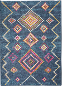 5' x 7' Navy Blue Southwestern Berber Area Rug